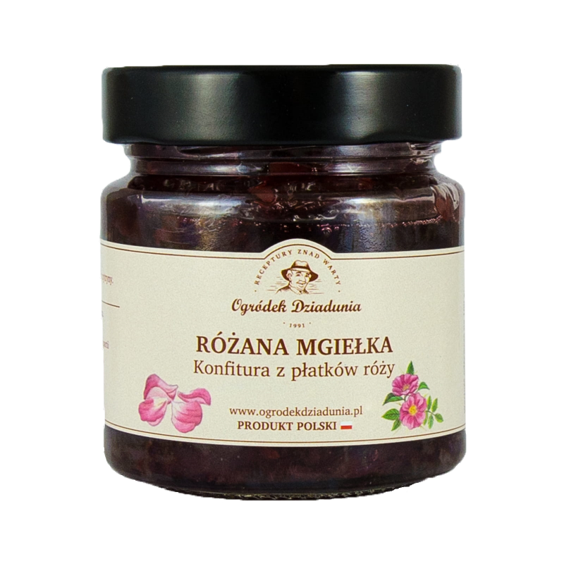 Płatki róży konfitura Różana mgiełka 240 g Płatki róży konfitura Różana mgiełka 240 g
