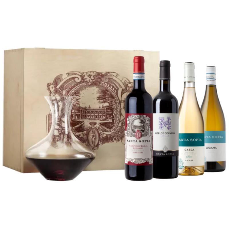 Zestaw Prezentowy Premium Santa Sofia 4 Wina + Dekanter Zestaw Prezentowy Premium Santa Sofia 4 Wina + Dekanter