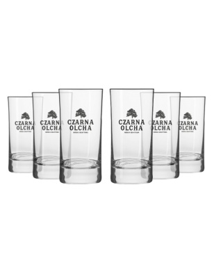 ZESTAW 6 SZT KIELISZKÓW DO WÓDKI Z LOGO CZARNA OLCHA 45 ML