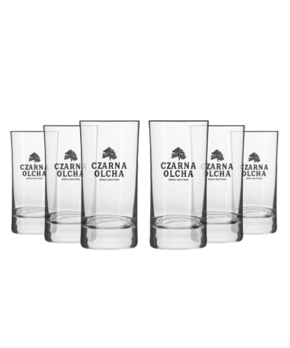 ZESTAW 6 SZT KIELISZKÓW DO WÓDKI Z LOGO CZARNA OLCHA 45 ML