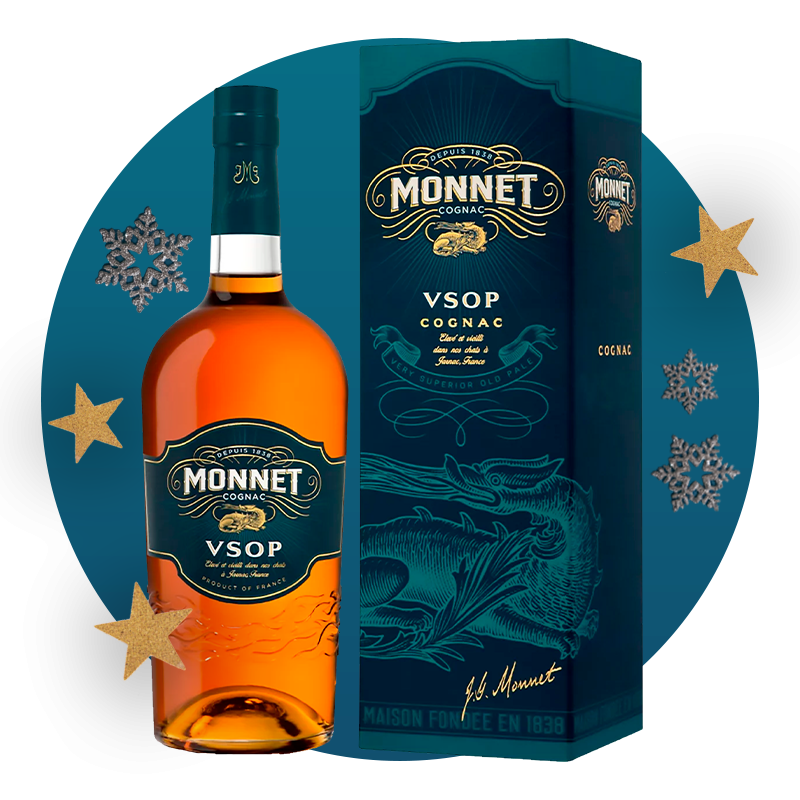 2【レア】MONNET コニャック V.S.O.P. 750ml ギフトボックス Cognac Monnet VSOP + Gift Box