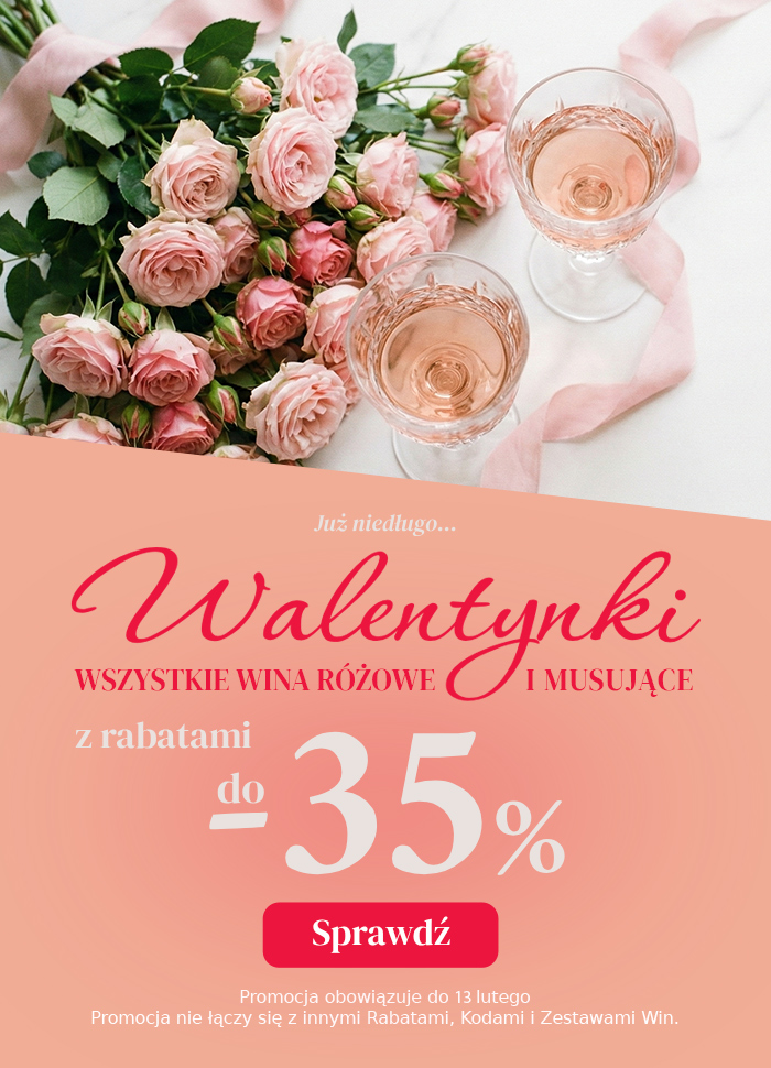 Walentynki wino różowe i musujące